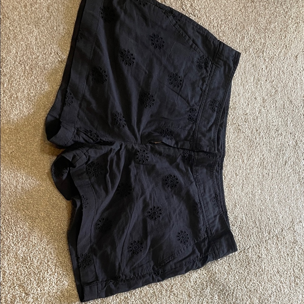 Black flower detail Women Shorts